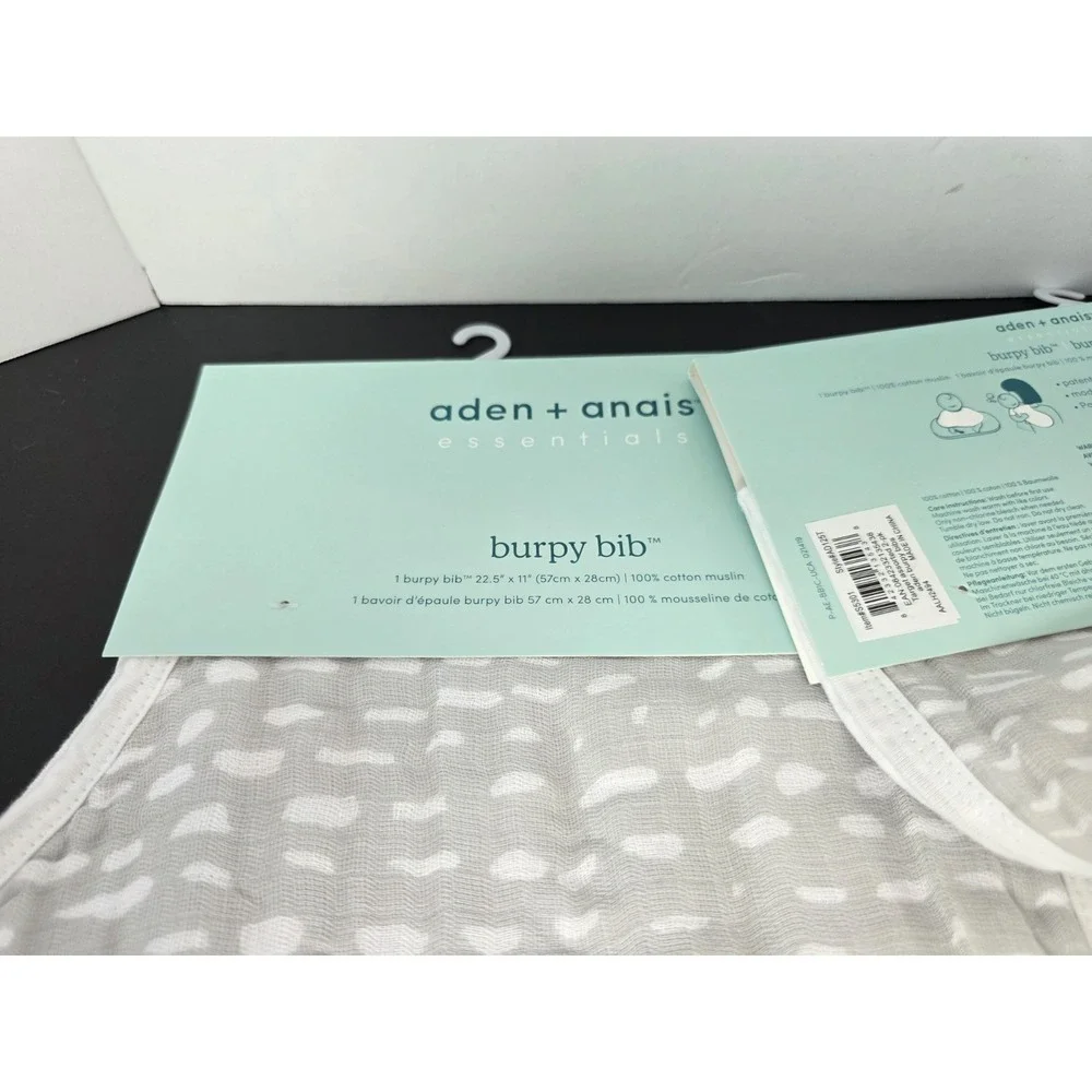 NWT Aden + And Anais Burpy Bibs grey white x2